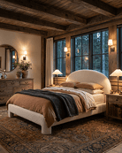 bedroom furniture modern mountain bed Hello Norden - Arild Bed, styled in a modern rustic room