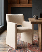 dining room modern mountain dining chair Hello Norden - Arnold Dining Chair, shown in a rustic modern room, close-up