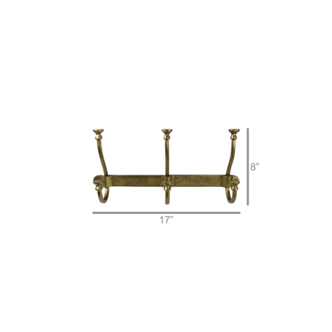 Asa Brass 3 Hook Wall Rack - Hooks - Hello Norden