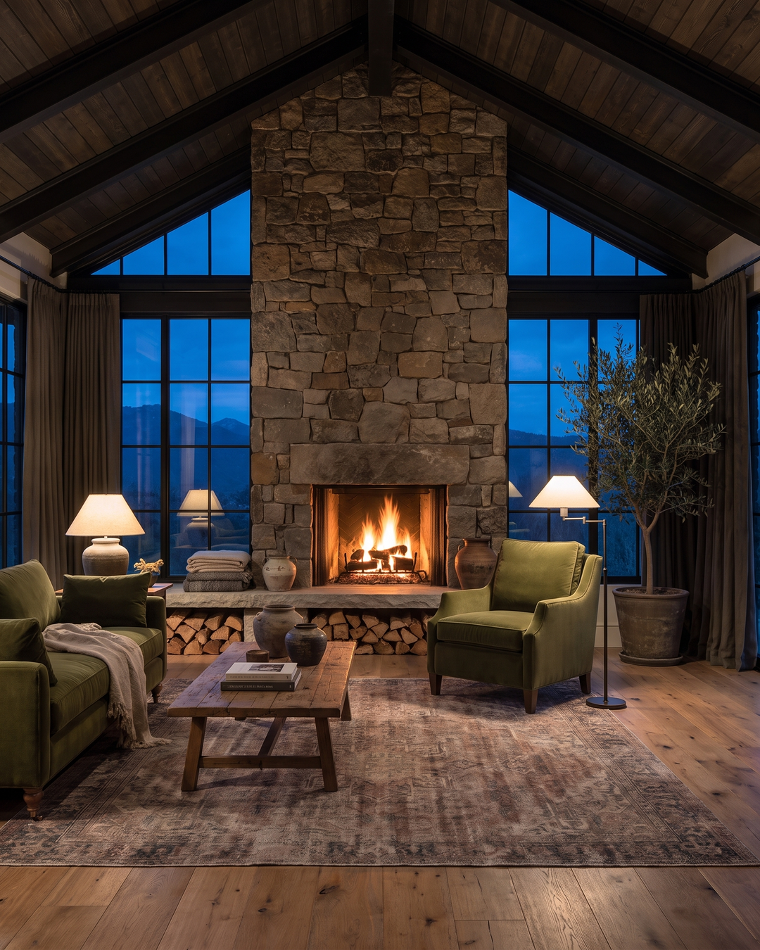 modern mountain Asbjorn Sofa Hello Norden, shown in a rustic modern room