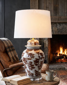 living room furniture modern mountain  table lamp Hello Norden - Aslak Porcelain Shunan Temple Jar Lamp, styled in a modern rustic room