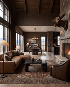 living room furniture modern mountain coffee table Hello Norden - Astri Marble Coffee Table, styled in a modern rustic room