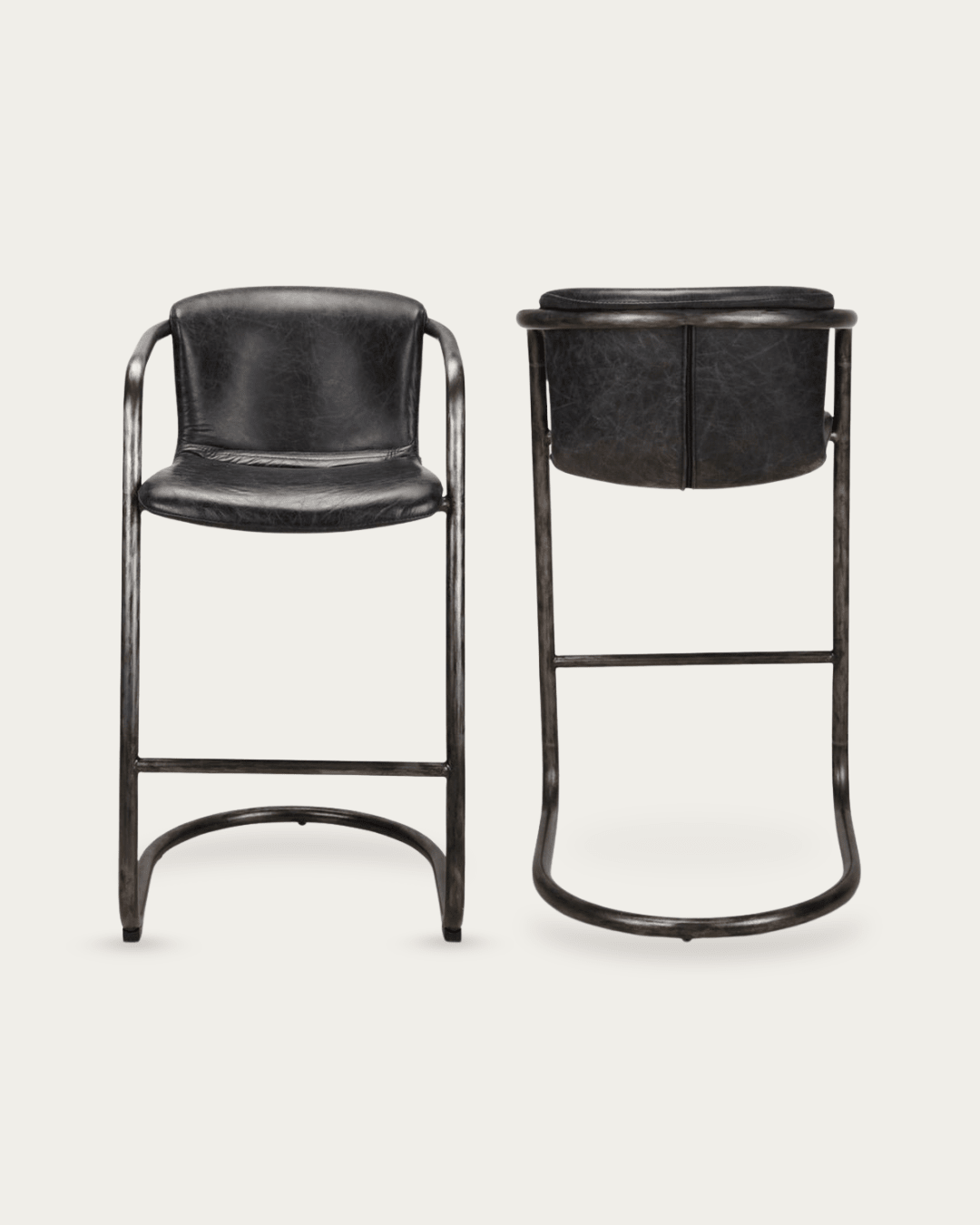 Victor Leather Bar Stools (Set of 2) - Bar & Counter Stools - Hello Norden