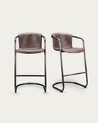 Victor Leather Bar Stools (Set of 2) - Bar & Counter Stools - Hello Norden
