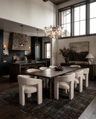 dining room modern mountain boucle dining chair Hello Norden - Beret Dining Chair, shown in a rustic modern room