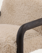 living room furniture modern mountain faux fur fabric and rubber wood lounge chair Hello Norden - Bergljot Occasional Chair, detail view