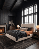 bjorn cream white tall upholstered king queen bed modern mountain custom furniture Hello Norden Bedroom 