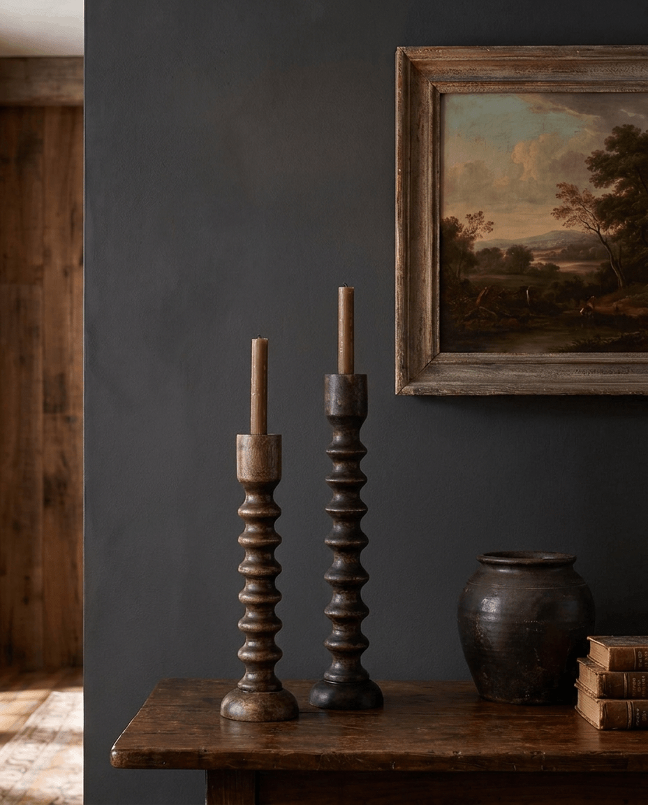 Wooden Taper Candle Holder Walnut Finish - Candle Holders - Hello Norden