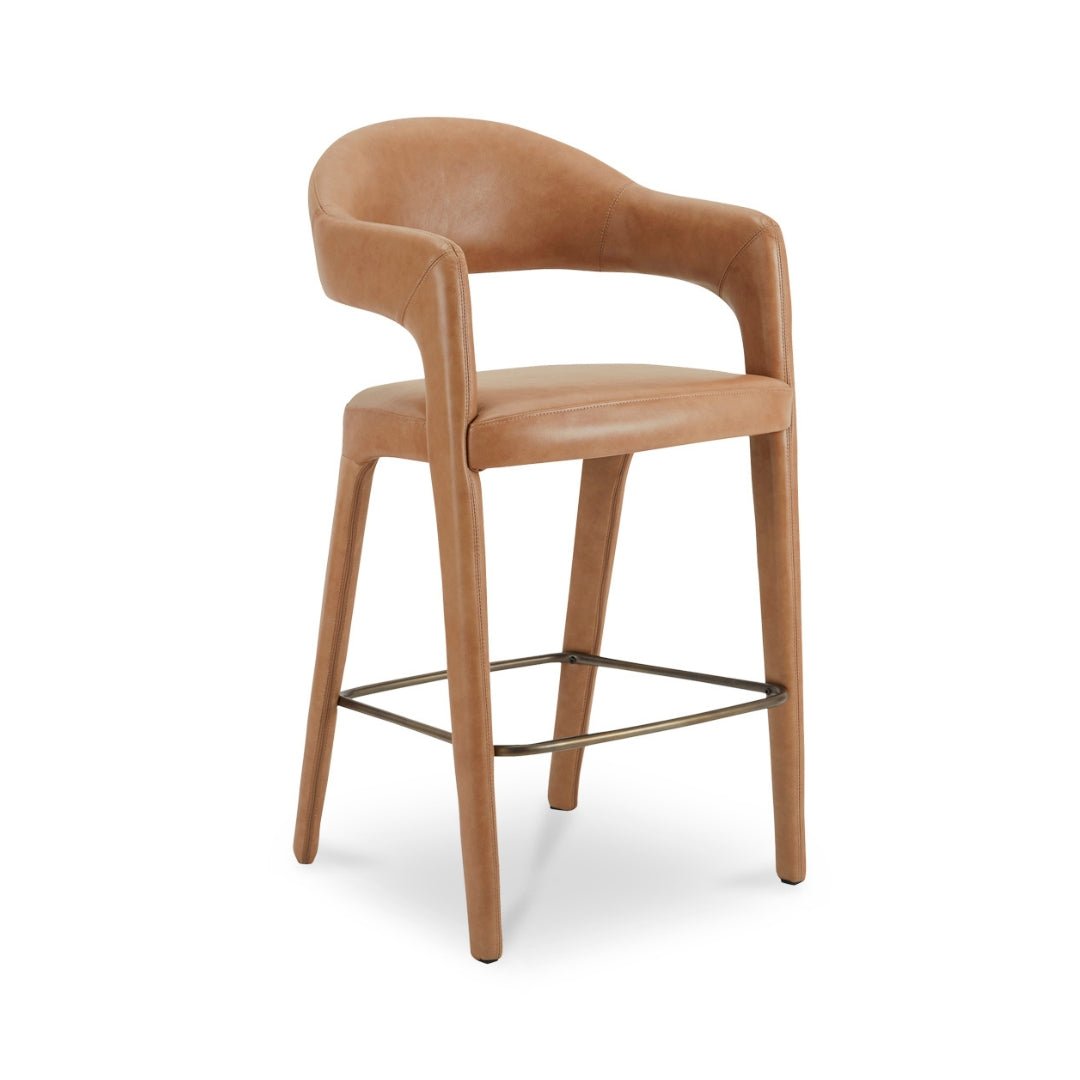 Casper Leather Bar Stool - Bar Stools - Hello Norden
