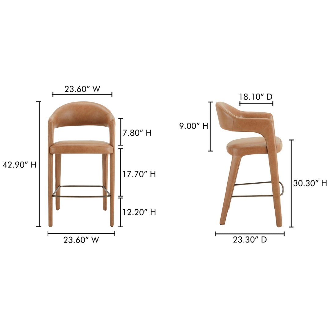Casper Leather Bar Stool - Bar Stools - Hello Norden