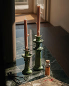 Tamegroute green taper candle holder vintage Moroccan Pottery Candlestick Hello Norden