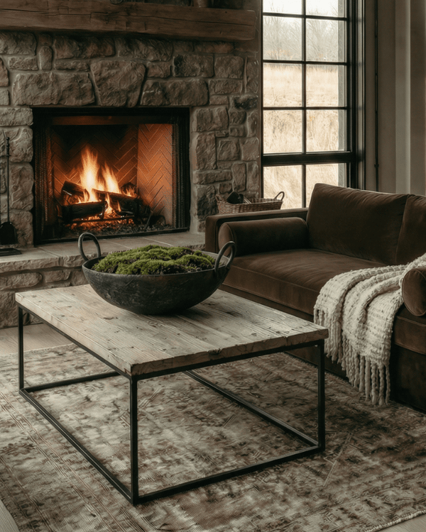 Elin reclaimed wood coffee table modern farmhouse mountain living room Hello Norden 2