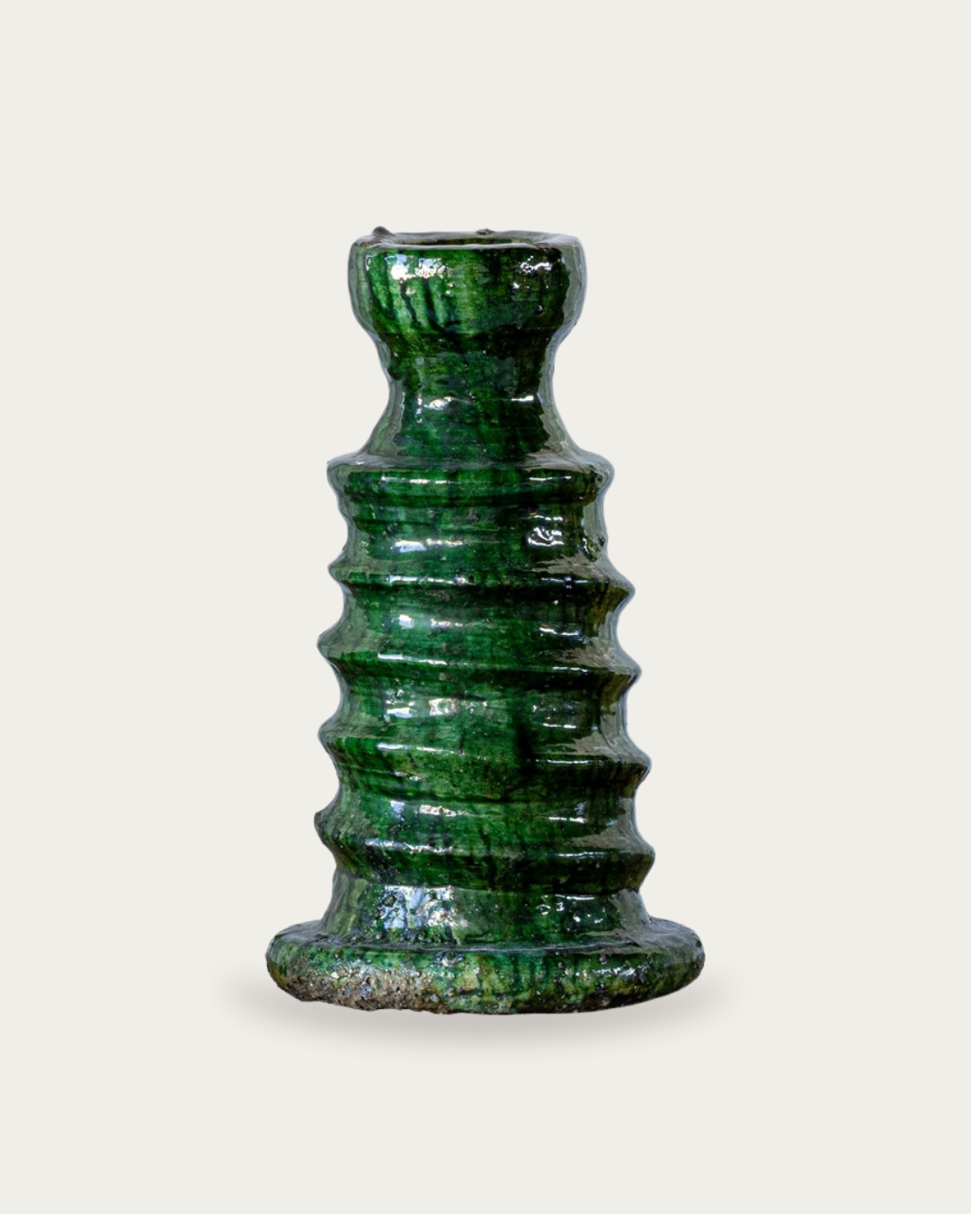 Tamegroute Green Ribbed Candle Stand - Candle Holders - Hello Norden