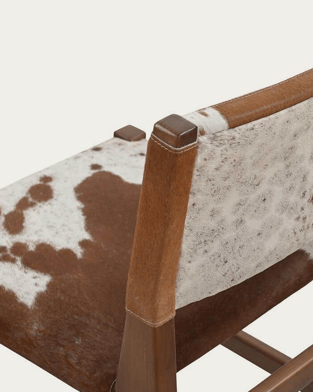 dining room furniture modern mountain upholstery: hair on hide leather dining chair Hello Norden - Thomas Dining Chair, detail view