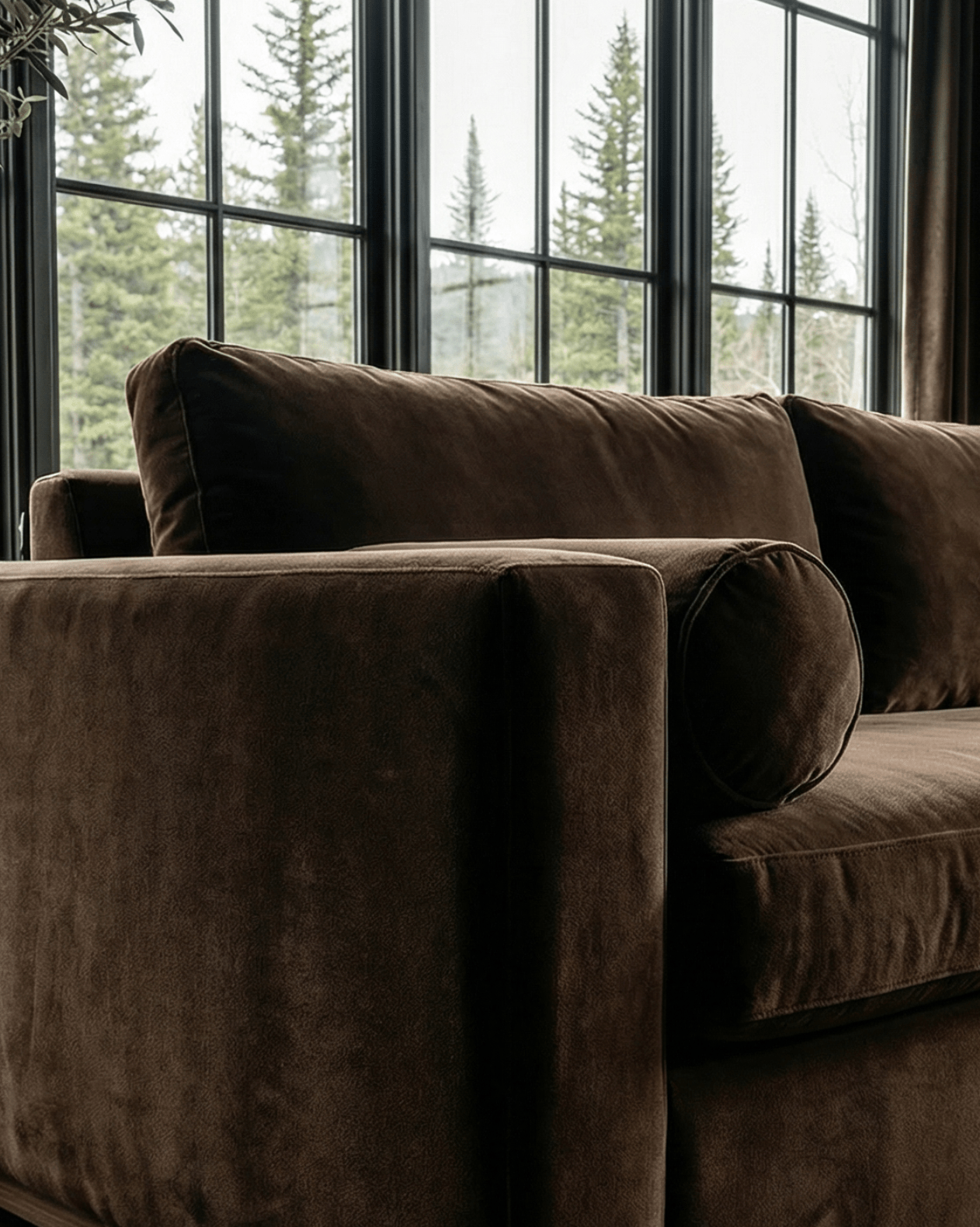 edda luxury custom sofa brown velvet modern mountain farmhouse living room furniture couch 2