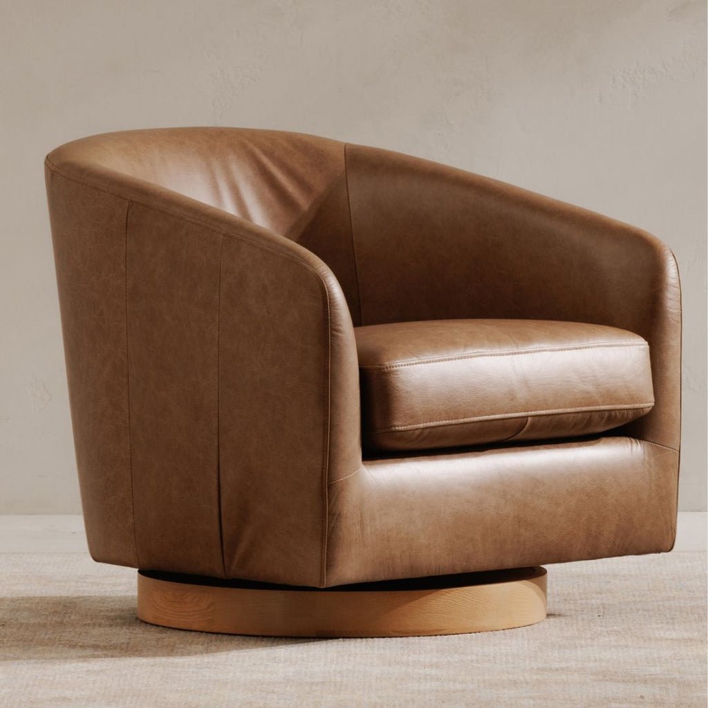 Eeva Leather Swivel Chair - Arm Chairs, Recliners & Sleeper Chairs - Hello Norden