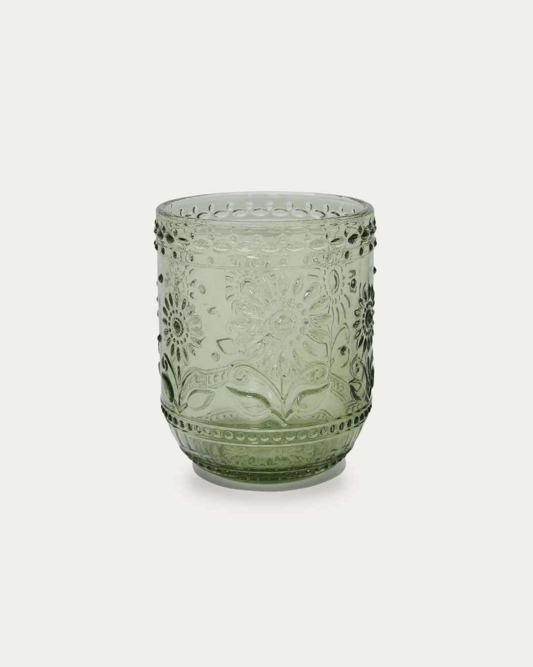 Embossed Drinking Glass - Green or Amber - Glassware & Mugs - Hello Norden