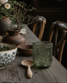 Embossed Drinking Glass - Green or Amber - Glassware & Mugs - Hello Norden