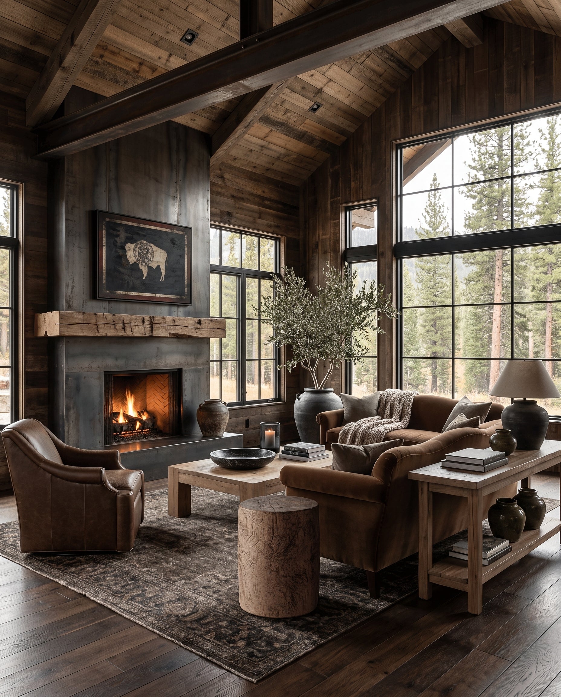 modern mountain Finch Sofa Hello Norden, shown in a rustic modern room