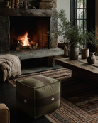 frey wool square large pouf army green with plus sign armby blanket olive living room Hello Norden