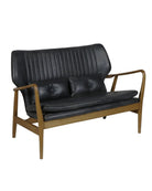 Gustav Black Leather Loveseat - Loveseat - Hello Norden