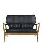 Gustav Black Leather Loveseat - Loveseat - Hello Norden