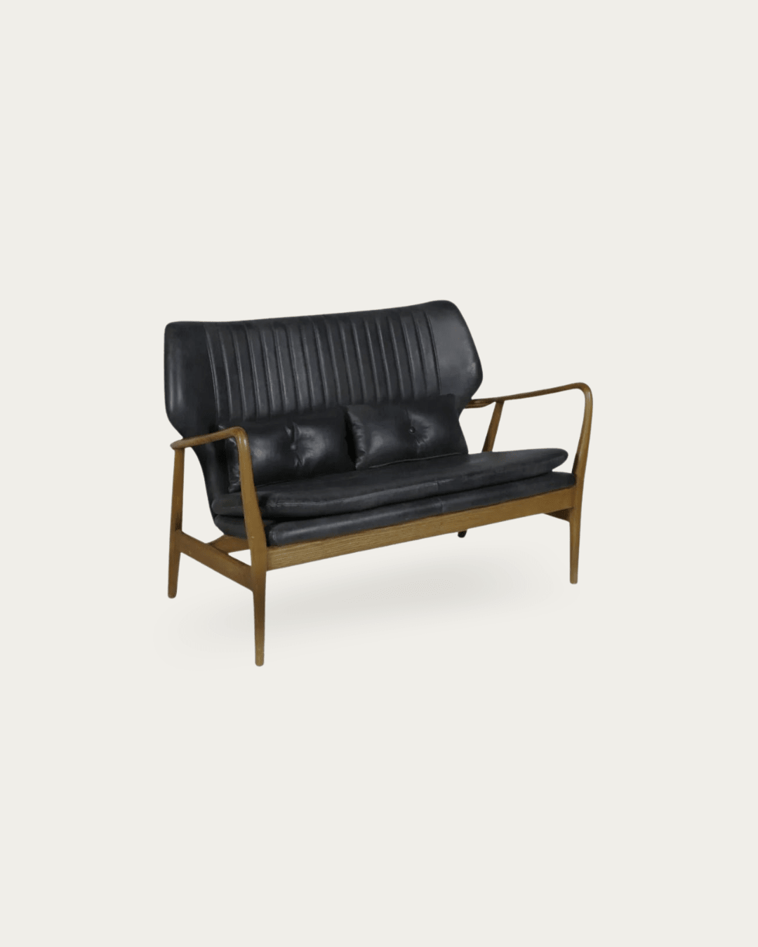 Gustav Black Leather Loveseat - Loveseat - Hello Norden
