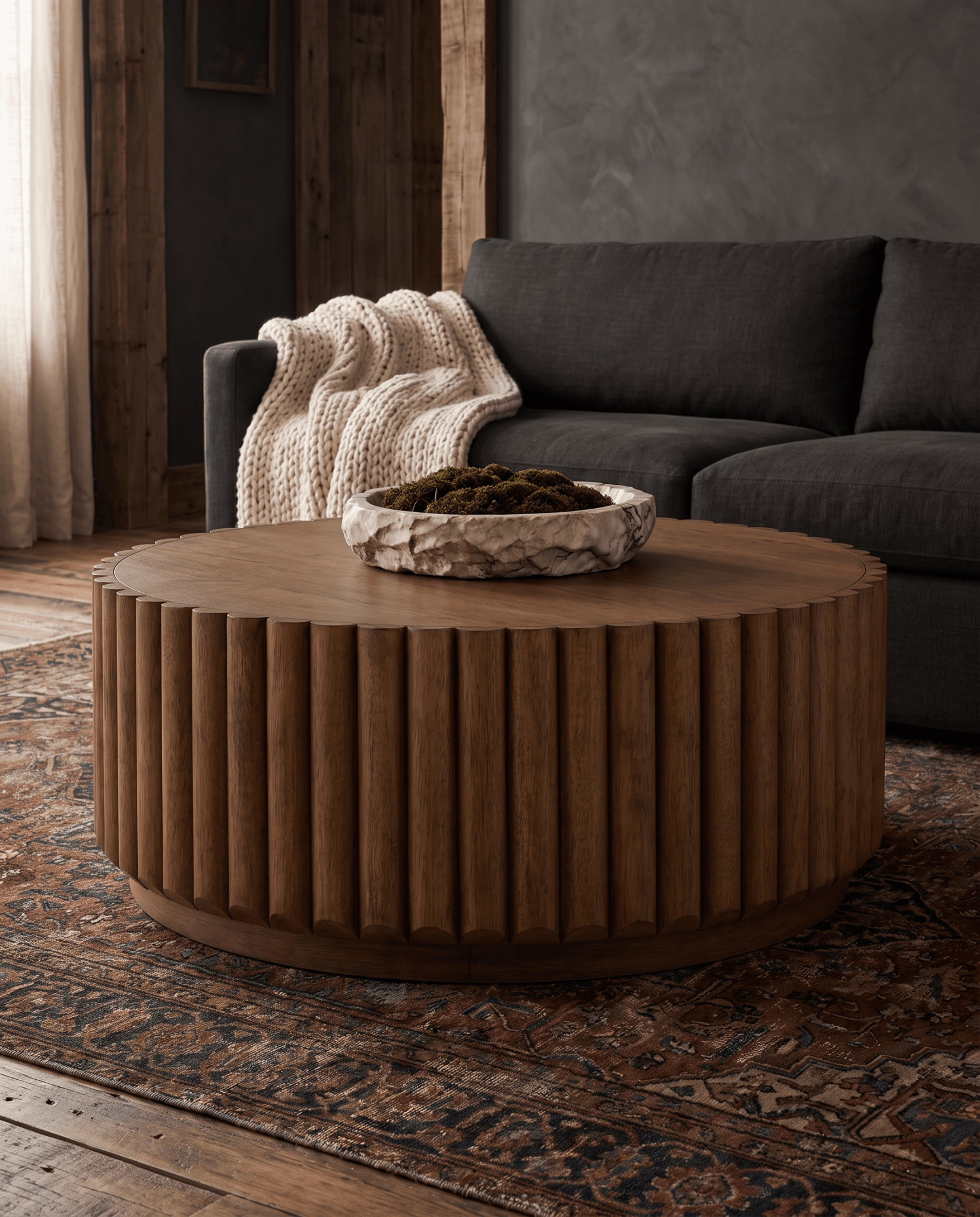 living room furniture modern mountain coffee table Hello Norden - Haldis Coffee Table, styled in a modern rustic room
