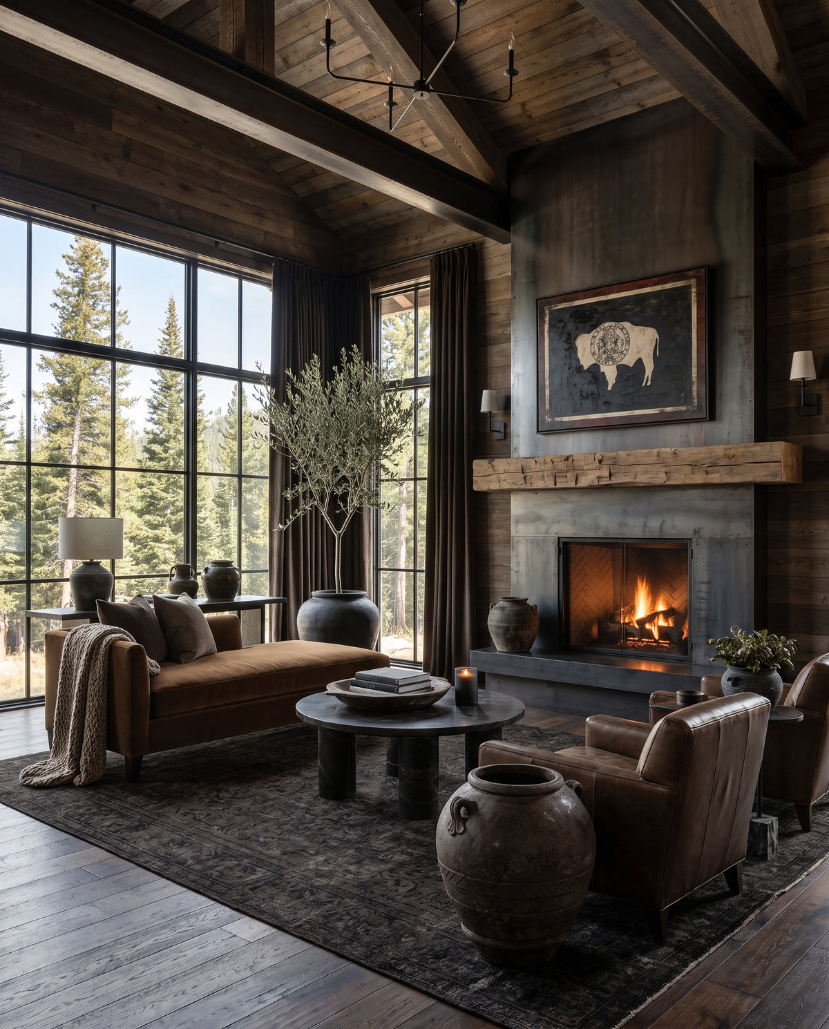 modern mountain Halvar Coffee Table Hello Norden, shown in a rustic modern room