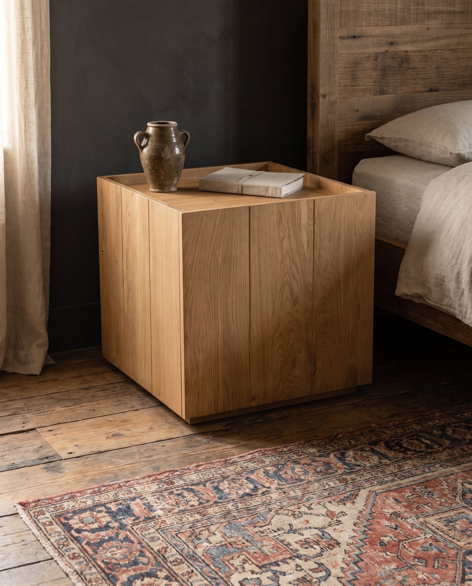 modern mountain Harri Nightstand Hello Norden, shown in a rustic modern room