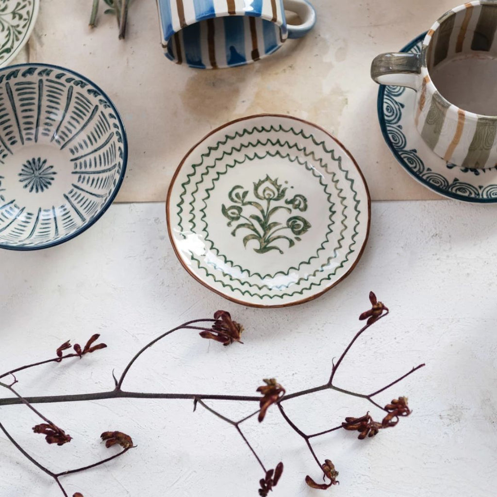 Hekla Floral Hand-Painted Stoneware Plate - Dinnerware - Hello Norden