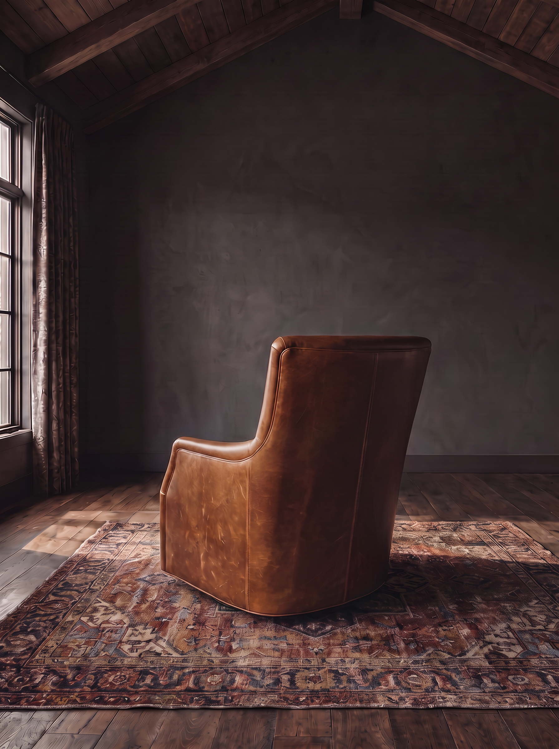 Helge Swivel Chair leather swivel chair back side view - Hello Norden custom made-to-order furniture