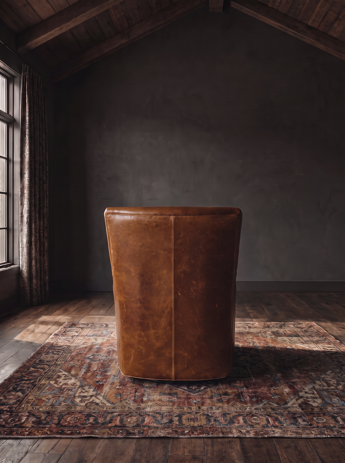 Helge Swivel Chair leather swivel chair back view - Hello Norden custom made-to-order furniture