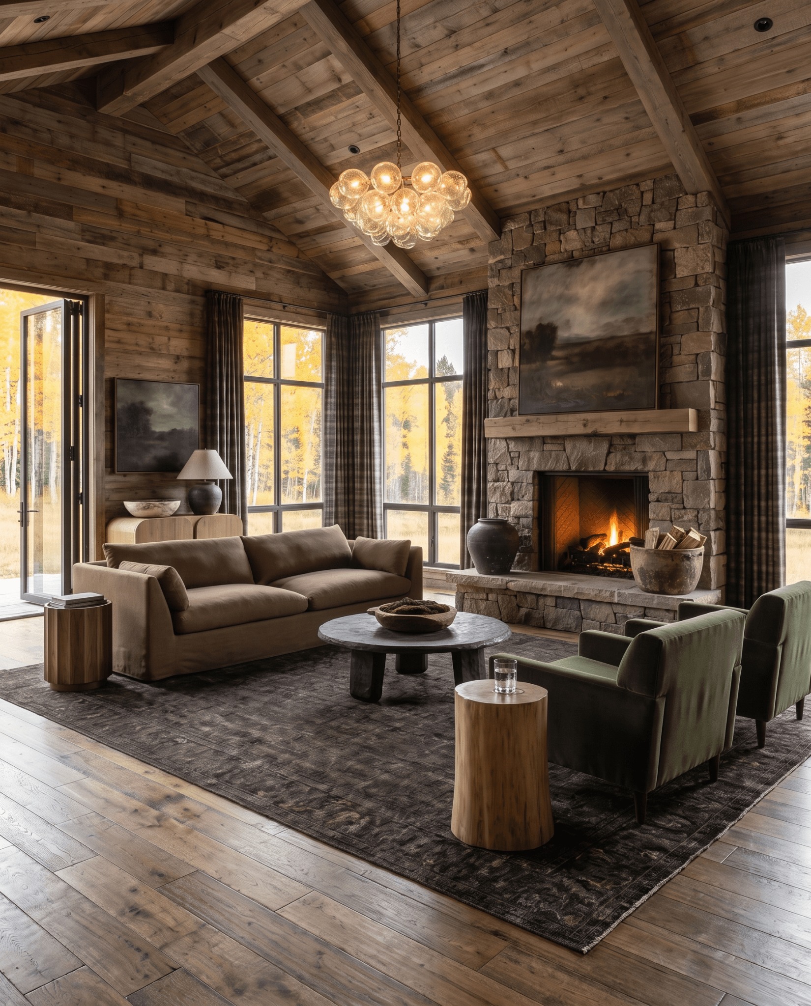 modern mountain Helji Sofa Hello Norden, shown in a rustic modern room