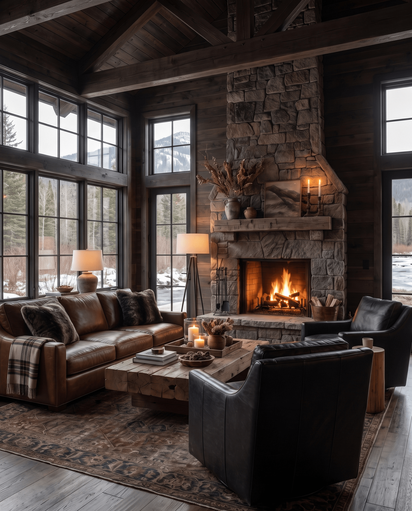 Edgar Swivel Lounge Chair room scene — Cinderpeak Modern Rustic Living Room | Hello Norden