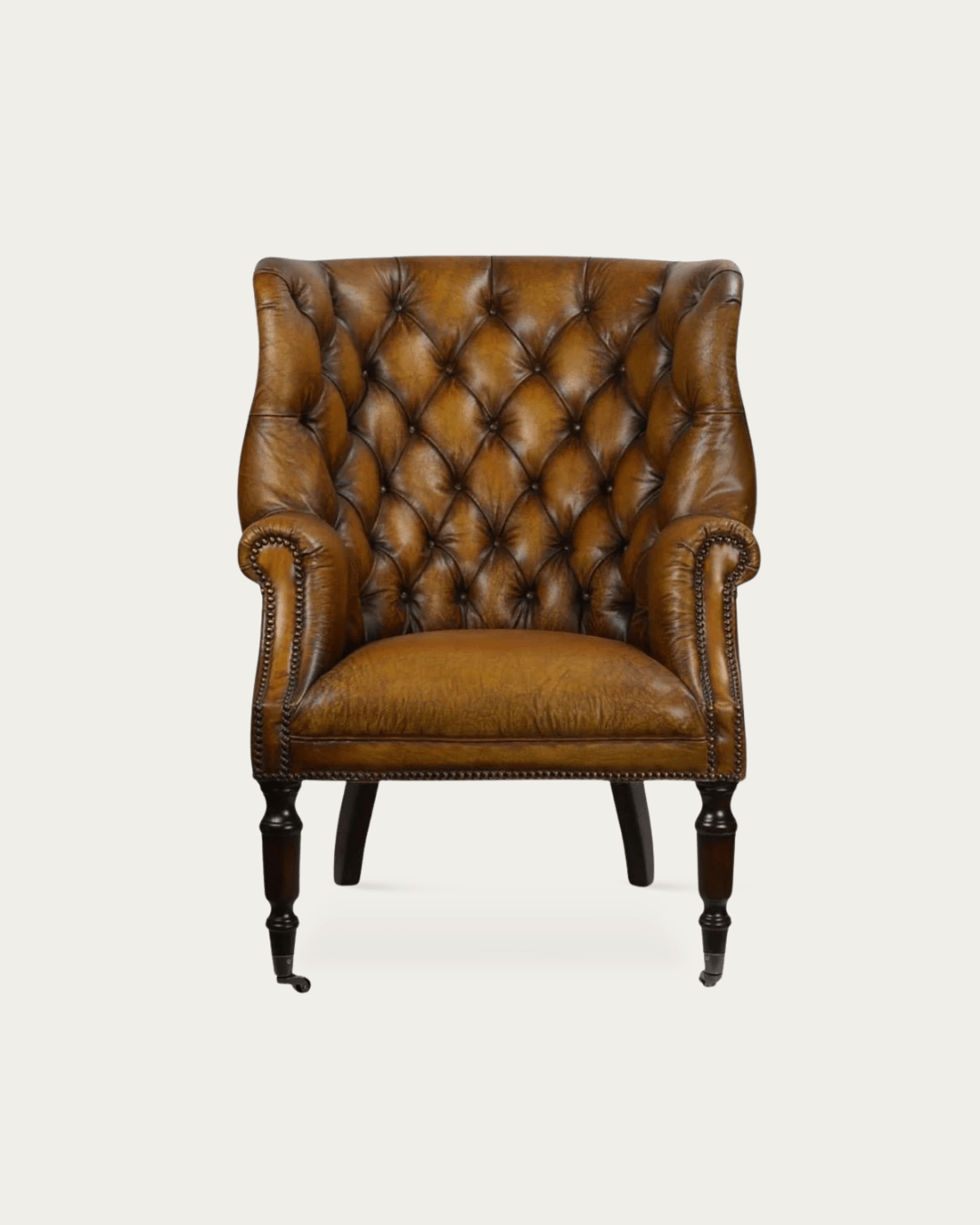 Hilda Brown Leather Tufted Chair - Arm Chairs - Hello Norden