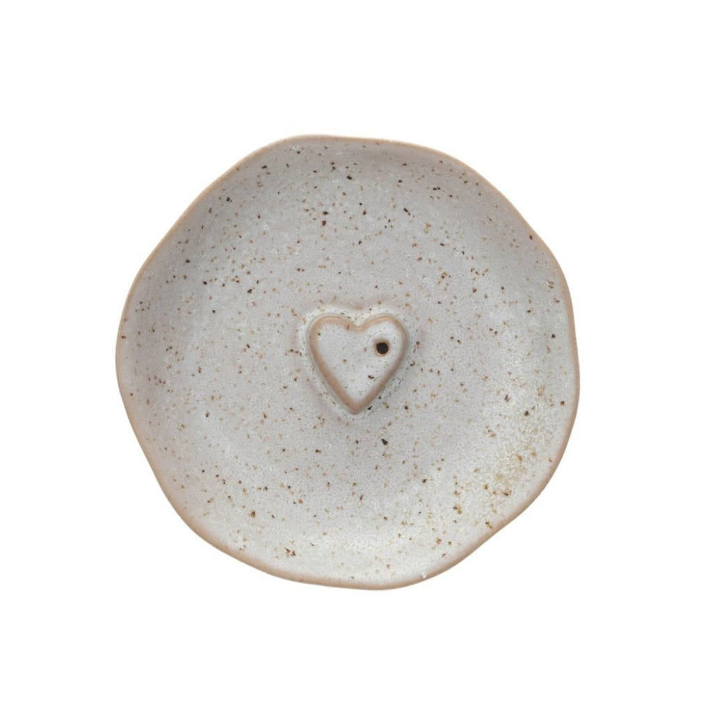 Hjarta Stoneware Incense Holder With Embossed Heart - Decorative Objects - Hello Norden