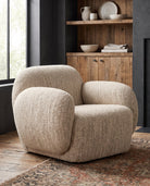 modern mountain Hugo Lounge Chair Hello Norden, shown in a rustic modern room