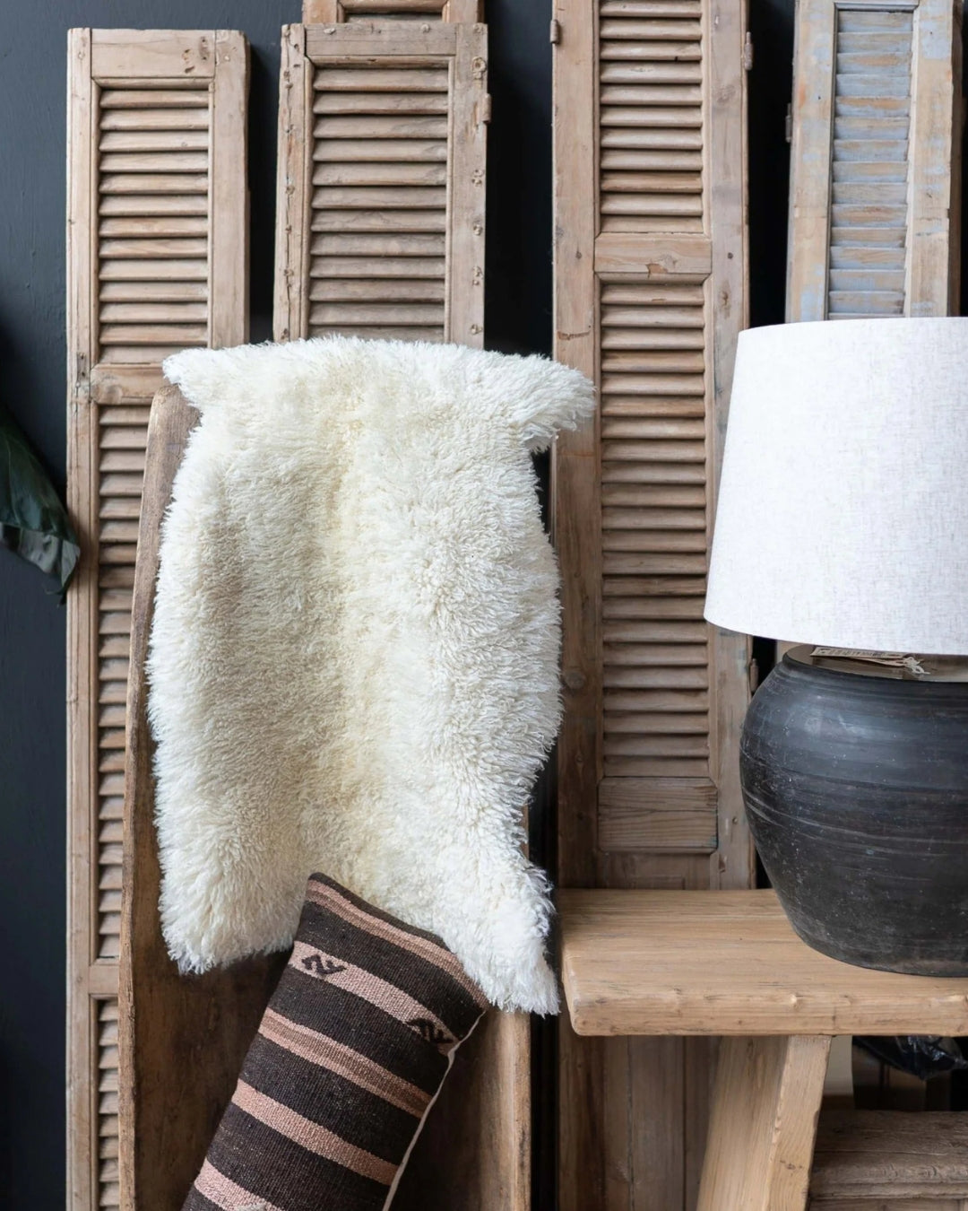 Icelandic Sheepskin Throw Rug - Uncombed Beige - Rugs - Hello Norden