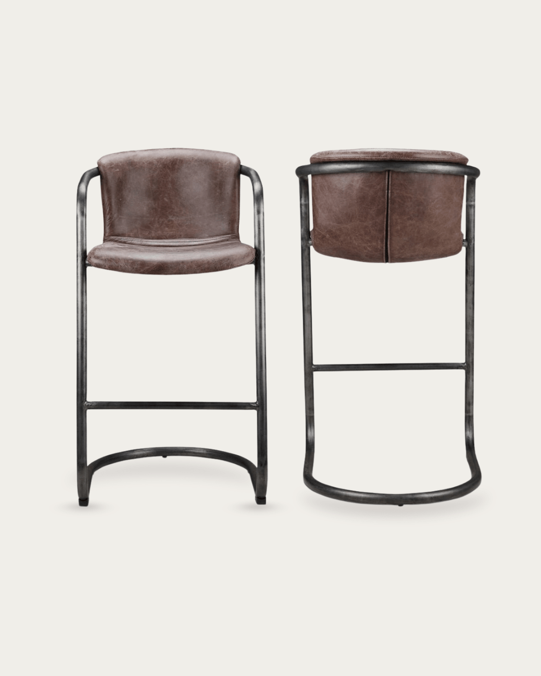 Victor Leather Bar Stools (Set of 2) - Bar & Counter Stools - Hello Norden
