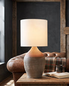 living room furniture modern mountain  table lamp Hello Norden - Ingjald Rice Wine Bottle Lamp, styled in a modern rustic room