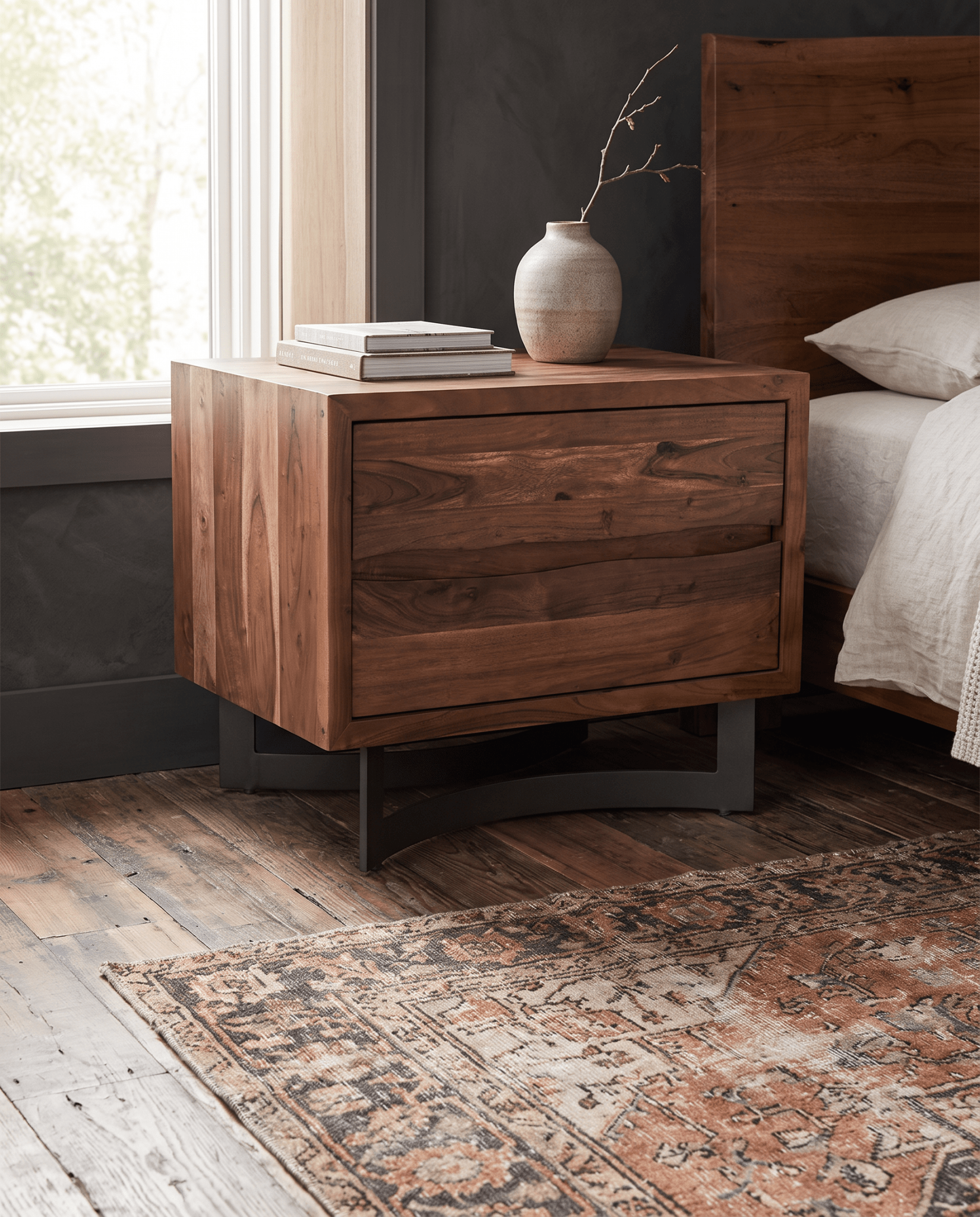 bedroom furniture modern mountain nightstand Hello Norden - Ingvar Nightstand, styled in a modern rustic room