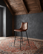 Valdemar Leather Bar Stools (Set of 2) - Bar & Counter Stools - Hello Norden