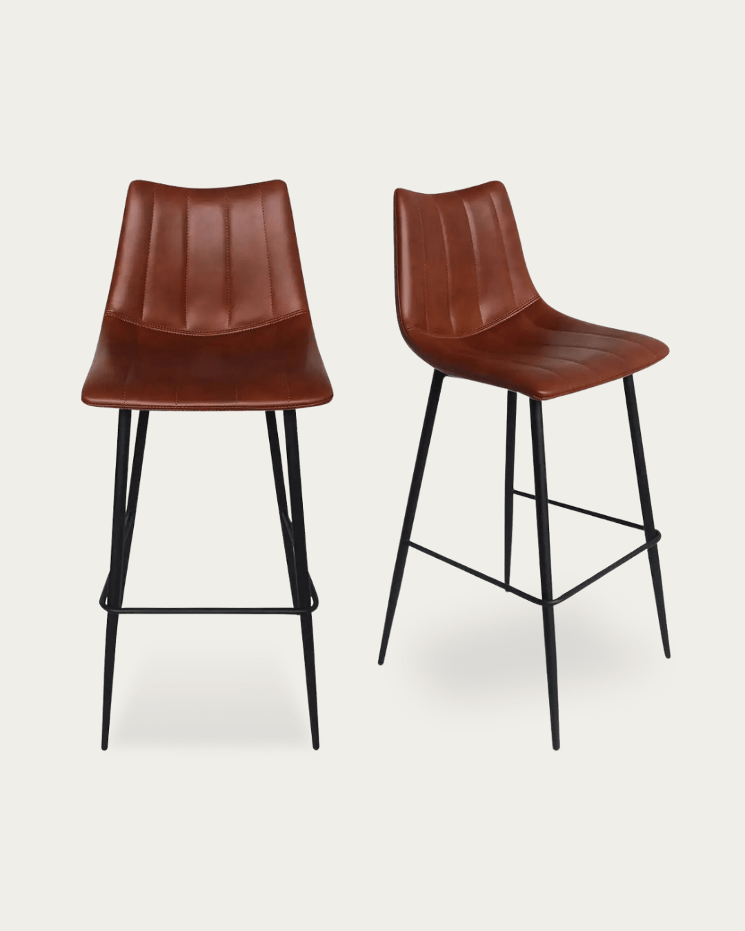 Valdemar Leather Bar Stools (Set of 2) - Bar & Counter Stools - Hello Norden