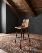 Valdemar Leather Bar Stools (Set of 2) - Bar & Counter Stools - Hello Norden