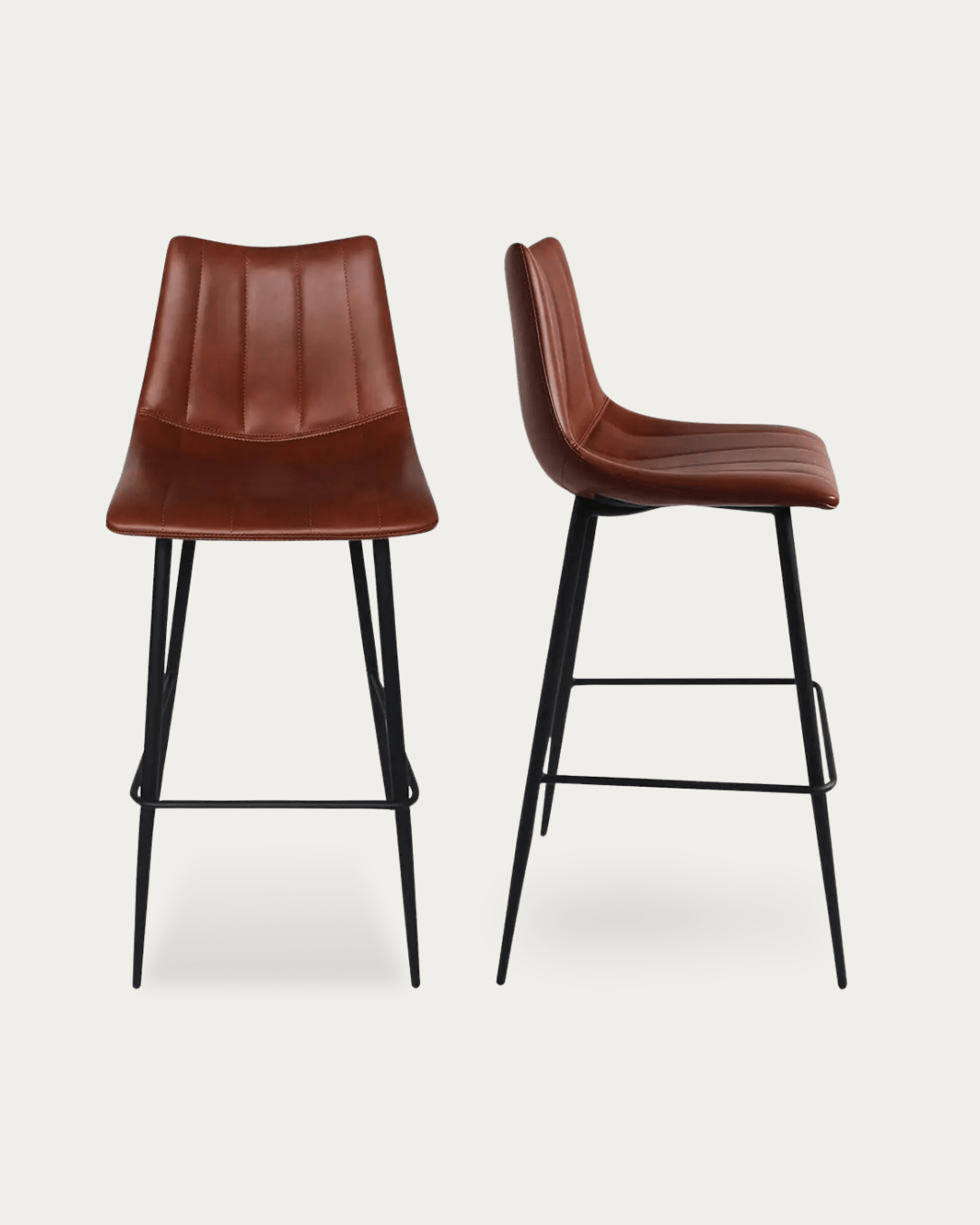 Valdemar Leather Bar Stools (Set of 2) - Bar & Counter Stools - Hello Norden
