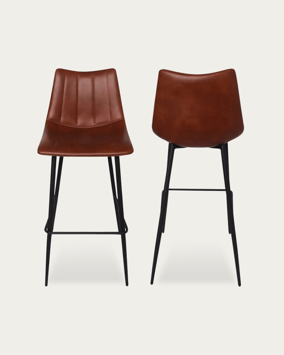 Valdemar Leather Bar Stools (Set of 2) - Bar & Counter Stools - Hello Norden