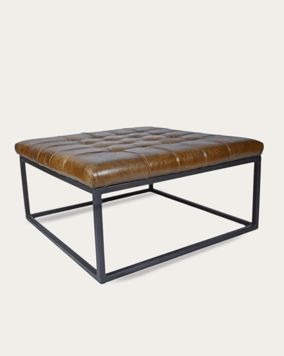 Selma Leather Ottoman Square - Ottomans & Poufs - Hello Norden
