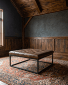 Selma Leather Ottoman Square - Ottomans & Poufs - Hello Norden
