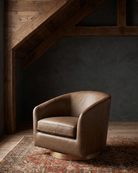 Eeva Leather Swivel Chair - Lounge Chairs - Hello Norden